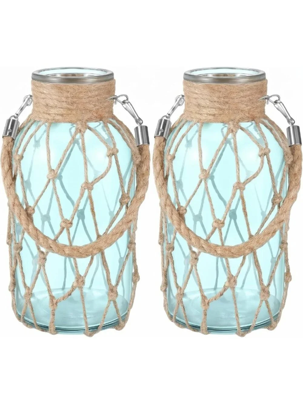 Coastal Blue Glass Vases Set of 2 | 8